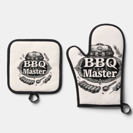 Ultimate BBQ Master Oven Mitt and Pot Holder Set (Vorderseite)