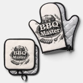 Ultimate BBQ Master Oven Mitt and Pot Holder Set (Vorderseite/Rückseite)