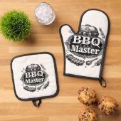 Ultimate BBQ Master Oven Mitt and Pot Holder Set (Oben Unten)