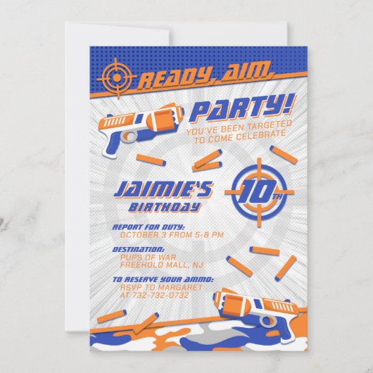 Ultimate Dart Gun Birthday Einladung (Vorderseite)