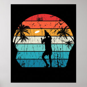 Ultimate Frisbee Disk Player Vintag Summer Beach Poster