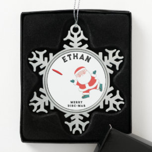 Ultimate-Frisbee-Feiertagsgeschenk Schneeflocken Zinn-Ornament