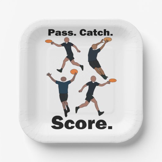 Ultimate-Frisbee-Pass-Catch-Score-Frisbee-Party Pappteller (Vorderseite)