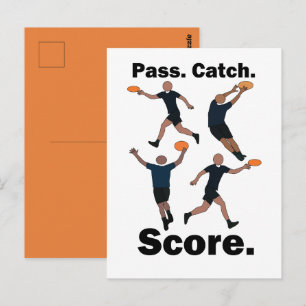 Ultimate-Frisbee-Pass-Catch-Score-Frisbee-Party Postkarte