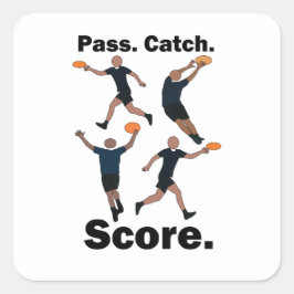 Ultimate-Frisbee-Pass-Catch-Score-Frisbee-Party Quadratischer Aufkleber