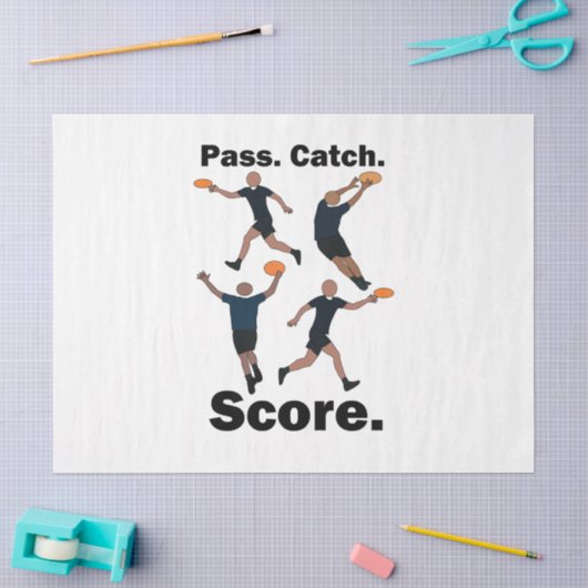 Ultimate-Frisbee-Pass-Catch-Score-Frisbee-Party Seidenpapier (Basteln)