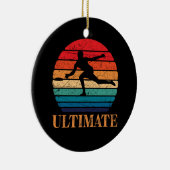 Ultimate Frisbee Retro Player Flying Disk Threadin Keramik Ornament (Rechts)