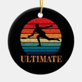 Ultimate Frisbee Retro Player Flying Disk Threadin Keramik Ornament (Vorne)