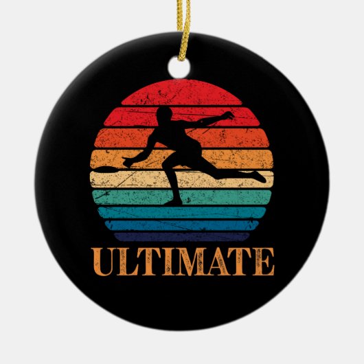 Ultimate Frisbee Retro Player Flying Disk Threadin Keramik Ornament (Vorne)