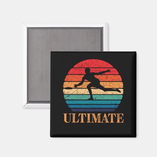 Ultimate Frisbee Retro Player Flying Disk Threadin Magnet (Vorderseite/Rückseite)