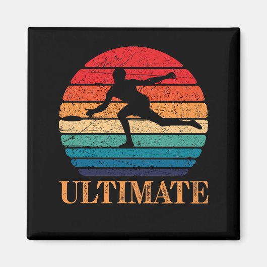 Ultimate Frisbee Retro Player Flying Disk Threadin Magnet (Vorne)