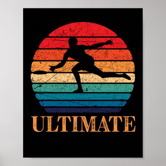 Ultimate Frisbee Retro Player Flying Disk Threadin Poster (Vorne)