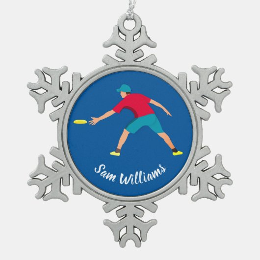 Ultimate Frisbee Schneeflocken Zinn-Ornament (Vorderseite)