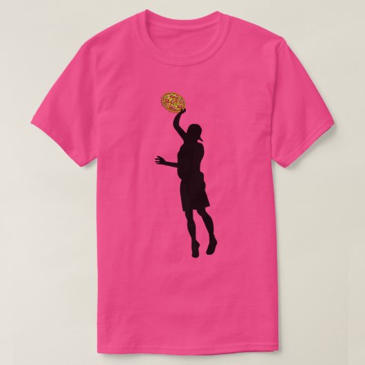 Ultimate Frisbee Silhouette Jumping Catch Pizza Di T-Shirt (Design vorne)