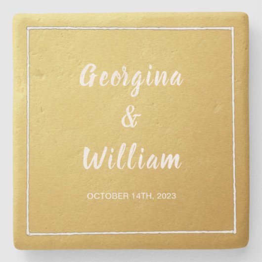 Ultimate Gold Wedding Bridge & Groom Steinuntersetzer (Vorderseite)