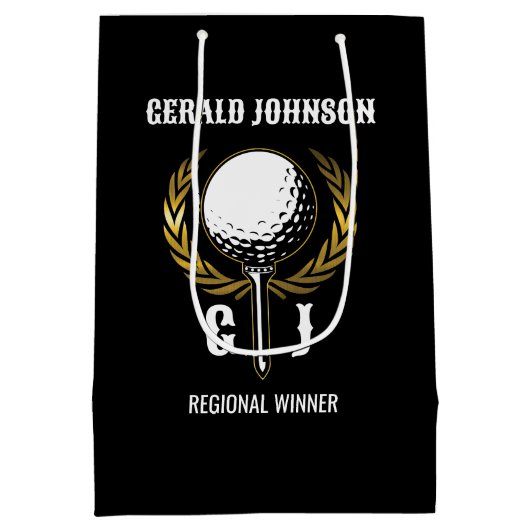 Ultimate Golf Monogram Design Mittlere Geschenktüte (Rückseite)