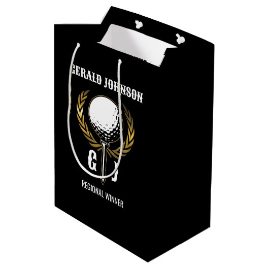 Ultimate Golf Monogram Design Mittlere Geschenktüte (Rückseite Schrägansicht)
