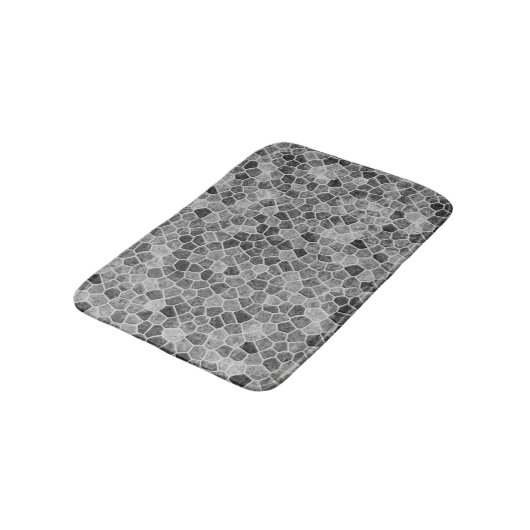 Ultimate Gray Cobbled Patchwork Terrazo Pattern Badematte (Schrägansicht)