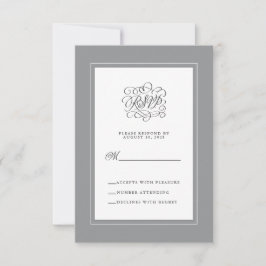 Ultimate Gray Elegante Wedding Chic Enclosure RSVP Karte