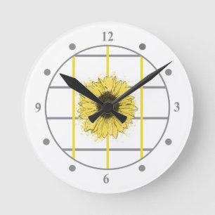 Ultimate Gray Illuminving Yellow Karo Sonnenblume Runde Wanduhr