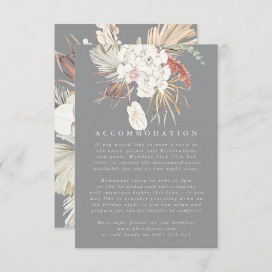 Ultimate Gray Pampas Grass Floral Jungle Wedding Begleitkarte (Vorne/Hinten)