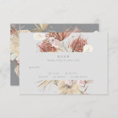 Ultimate Gray Pampas Grass Floral Jungle Wedding RSVP Karte (Vorne/Hinten)