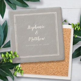 Ultimate Gray Wedding Bride & Groom Elegant Einfac Steinuntersetzer