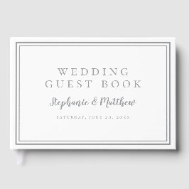 Ultimate Gray White Chic Minimalistisch Wedding Gästebuch