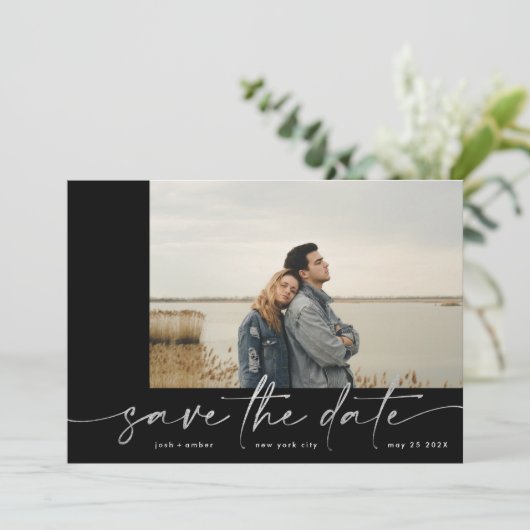 Ultimate | Moderner grauer Forever Foto Silberfoli Save The Date (Stehend Vorderseite)