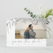 Ultimate | Modernes Grau Forever Multi Foto Floral Save The Date (Stehend Vorderseite)