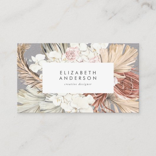 Ultimate Pampas Grass Floral Premium Grau Prof. Visitenkarte (Vorderseite)