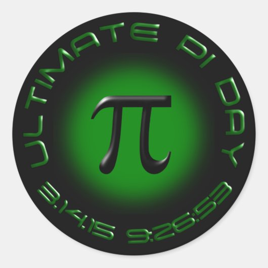 Ultimate Pi Day 2015 3.14.15 9:26:53 (grün) Runder Aufkleber (Vorderseite)