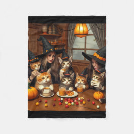 Ultimate Quirky Halloween Witch Café - Cats Chaos Fleecedecke