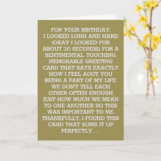 Ultimate Sentimental Birthday Message (Bourbon) Karte (Gelbe Blume)