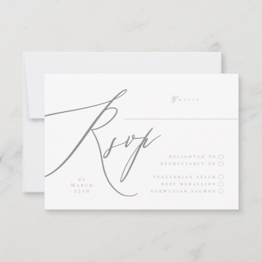 Ultimate Simple Light Grau White Moderner Handtyp RSVP Karte (Vorderseite)
