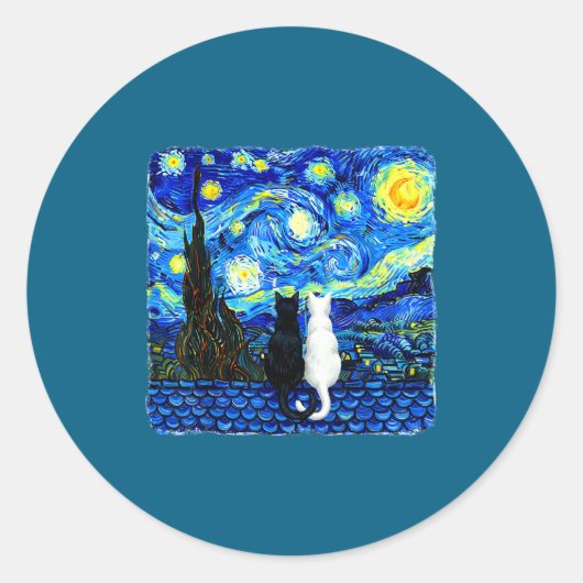 Ultimate Starry Night Van Cat Gogh Runder Aufkleber (Vorderseite)