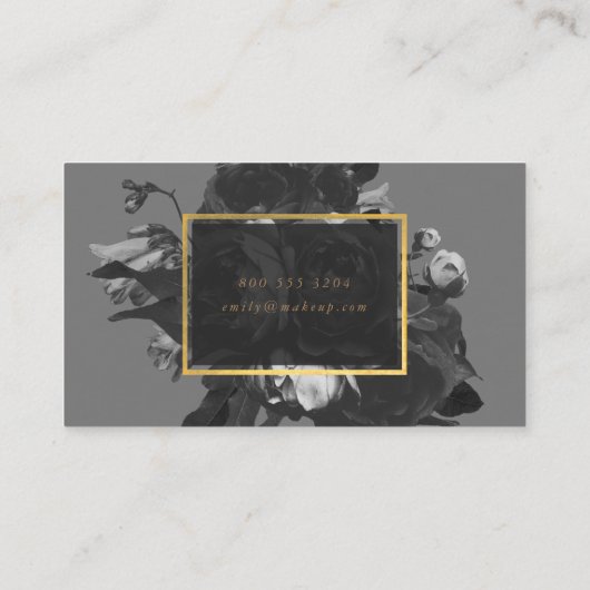 Ultimate Stylist Black Gold Rose Gray Bouquet Visitenkarte (Rückseite)