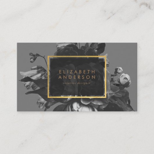 Ultimate Stylist Black Gold Rose Gray Bouquet Visitenkarte (Vorderseite)