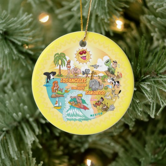 Ultimate Sunny California Runde Keramik Ornament (Baum)