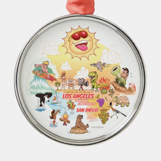 Ultimate Sunny California Runde Keramik Ornament Aus Metall (Vorne)