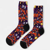 Ultimate Vibrangs Socks Spooky Bats Glow Pumpkin Socken (Linkes Detail)