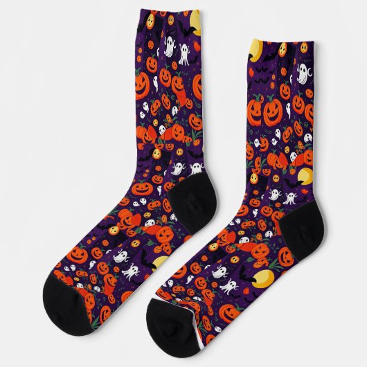 Ultimate Vibrangs Socks Spooky Bats Glow Pumpkin Socken (Linkes Detail)