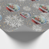 Ultimate Weihnachtsschnee Globes Steel Gray Geschenkpapier (Ecke)
