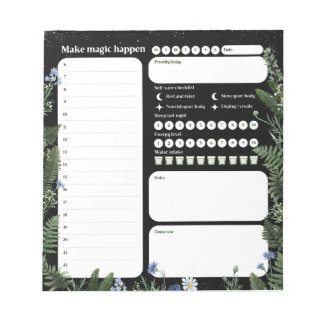 Ultimate Wellness Planner – Dark Floral Notepad Notizblock