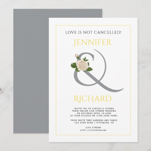 Ultimative graue, gelbe Ampere und virtuelle Hochz Einladung (Vorne/Hinten)