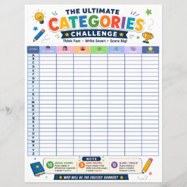 Ultimative Kategorien Challenge Druckbares Spiel Flyer