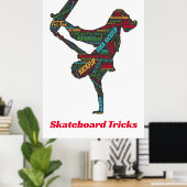 Ultimative Skateboard Trick Liste in Wortwolke Poster (Heimbüro)