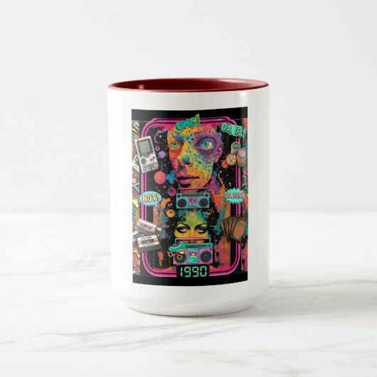 Ultimativer 90er Nostalgie Pop-Art-Collage Tasse (Zentrum)