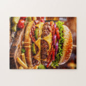 Ultimativer Cheeseburger mit allem Drum und Dran Puzzle (Horizontal)