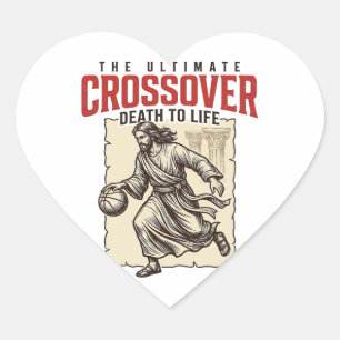 Ultimativer Crossover Christlicher Basketball Vint Herz-Aufkleber